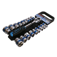 FIXTEC Heavy Duty Mécanique Outil Clé à chocs Ensembles de douilles Poignée à cliquet Cr-V 19Pcs 1/2 Inch Dr Socket Set Tool Kit