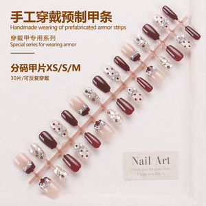 เล็บทำด้วยมือแบบใหม่ปลายเล็บสำหรับแมวกลิตเตอร์ปลายเล็บแบบฝรั่งเศสลายจุดปลายเล็บแบบสวมใส่ได้สำหรับเด็กผู้หญิง - Product Image 4