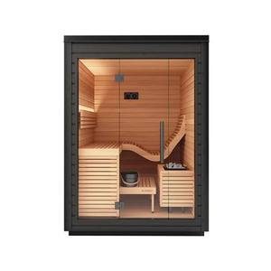 Moderne Indoor-Sauna für 2 Personen, umweltfreundlich, für gewerbliche Nutzung, Großhandel, Massivholz, traditioneller Saunaraum, anpassbare Größe, mit Ofen - Product Image 4