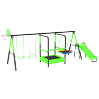 Ensemble de balançoires d'extérieur Sundow pour enfants avec balançoire à plateau, structure de jeu en métal avec toboggan et barres de grimpeur