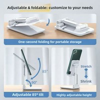 Nouveau support de téléphone portable 2026 pour bureau, compatible iPad et tablette, universel, multifonctionnel, pliable, réglable en hauteur, rotatif, pour personne paresseuse