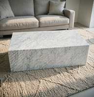 Table basse en marbre blanc de Carrare, meuble en pierre naturelle, table d'appoint pour canapé, décoration moderne pour la maison, sur mesure, Newstar