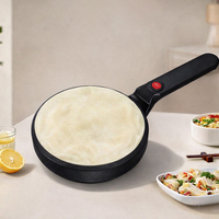 Crêpière électrique compacte antiadhésive à plaque incurvée et à poignée longue, facile à démouler, pour la cuisine domestique
