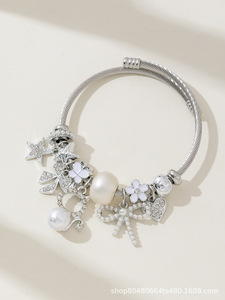 Bracelets de perles de mode européenne et américaine, strass en acier inoxydable multi-éléments, vente en gros de bijoux de mode - Product Image 3