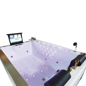Spa <span class=keywords><strong>de</strong></span> natation en pierre <span class=keywords><strong>acrylique</strong></span> pour 2 personnes au design familial moderne personnalisé <span class=keywords><strong>Baignoire</strong></span> Tv à hydro massage - Product Image 5