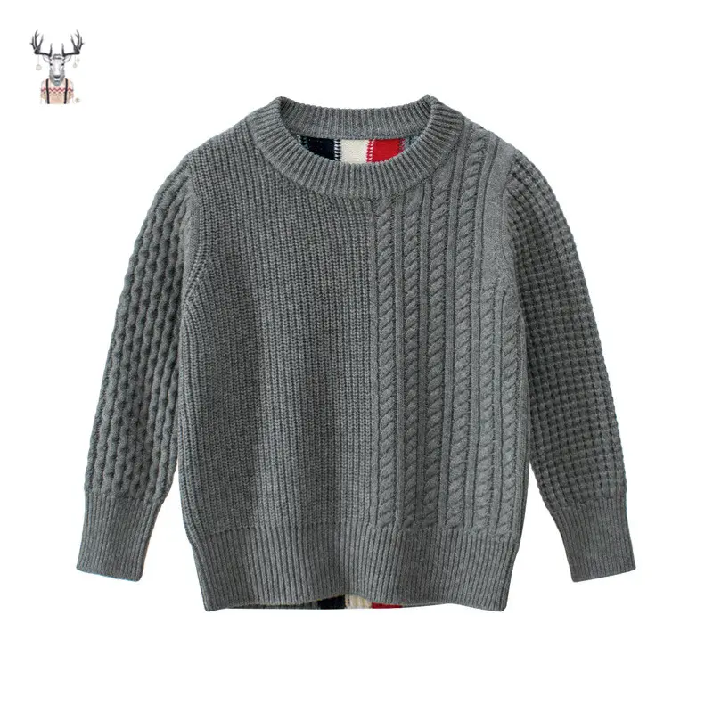 子供服キッドボーイウィンターセーターファッショングレーボーイズセーターネイビーブルーニットセーター