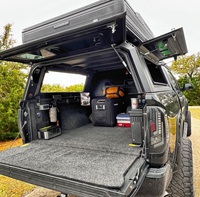 Capote de camping tout-terrain en aluminium à toit surélevé avec fenêtres à ailes de mouette, compatible avec Toyota Tacoma 2024 Double Cab 5 pieds, revêtement couleur personnalisé