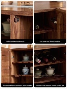 North American Black <b>Walnut</b> Solid Wood <b>Sideboard</b> Cabinet-Song's Aesthetic Landscape Design Full Solid Wood Living Room Wall Nort - Product Image 4