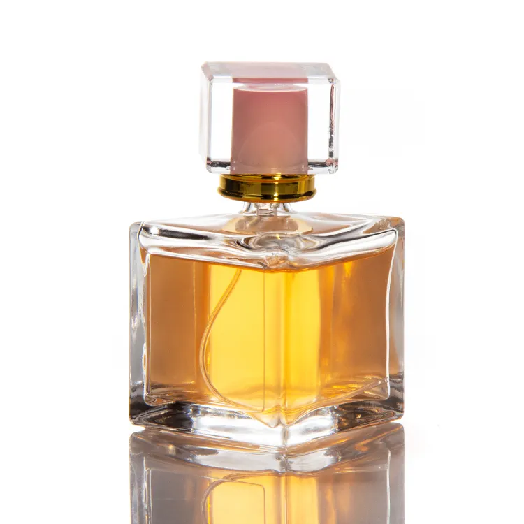 Botol semprot kaca merah muda persegi mewah 30ml 50ml botol Parfum Parfum