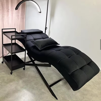 Nouvelle Table de Massage Courbée pour Extensions de Cils en Cuir Rose, Pied en Acier Inoxydable, pour Salon de Beauté