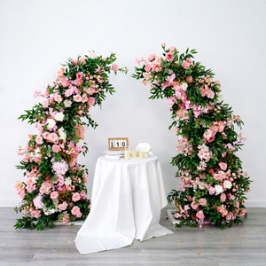 Runner di Fiori Artificiali in Seta Personalizzati, Rose Bianche con Foglie Verdi, Arco Floreale Artificiale per Decorazioni Casa, Matrimoni ed Eventi - Product Image 1