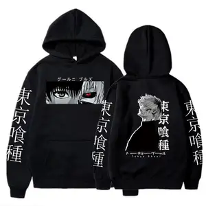 Grosir Pabrik Tokyo Ghoul Anime Hoodie pullover kaus Ken Kaneki grafis dicetak Atasan kasual Hip Hop Streetwear uniseks