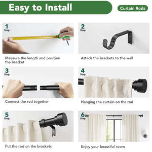 YIJIALE - Barra de Cortina Extensible de 0.46-3.66m, Fácil de Instalar, Precio de Fábrica, para Ventanas del Hogar - Product Image 5