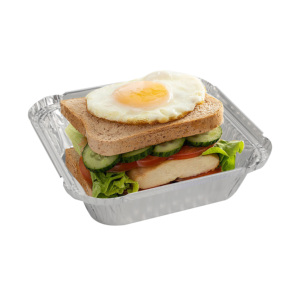 Contenitori in Alluminio Riciclabile 6x6 Quadrati, Resistenti, per Alimenti, con Coperchi in <span class=keywords><strong>Carta</strong></span>, per Pane e Dessert - Product Image 5
