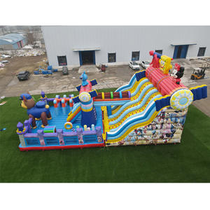 Parc d'attractions gonflable géant, parc de dessins animés, château gonflable, aire de jeux gonflable avec toboggan, mur d'escalade, passerelle surélevée - Product Image 3