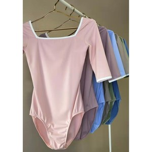 Vêtements d'entraînement de danse, combinaison de <span class=keywords><strong>ballerine</strong></span> pour adulte, justaucorps à manches courtes pour femme, justaucorps en nylon et élasthanne pour l'été, gymnastique - Product Image 6