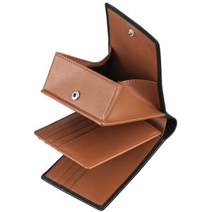 Japanese Style Bi Fold <b>Wallet</b> <b>For</b> <b>Men</b> Leather Short With Snap Closure Coin Compartment <b>RFID</b> Blocking Business Design - Product Image 5