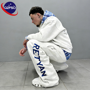 Conjunto de Sudadera con Capucha <span class=keywords><strong>y</strong></span> Pantalones Deportivos QZFSO, Estilo Urbano, Bloques de Color, Cierre de Cremallera, Logotipo Personalizado, Reversible, para Hombre - Product Image 1