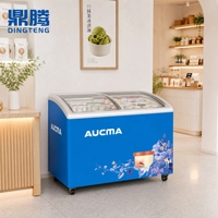 Congélateur coffre commercial AUCMA SD-152 SD-330 SD-576 avec couvercle en verre incurvé pour supermarché