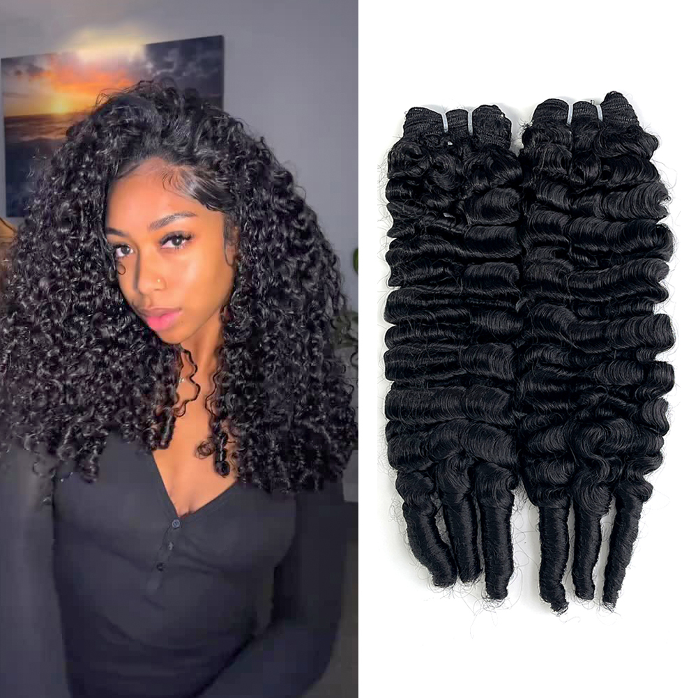 KAMA Wholesale Brazilian Curly Hair Weft Machine Double Weft Non-Remy Soft Blended Human Hair Weaving Extensions 100g/pack