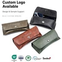 Étui à lunettes de soleil en cuir de luxe Bestclean avec logo, étui d'emballage portable personnalisé avec bouton magnétique pour lunettes de soleil D10-R17