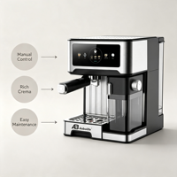 Anbolife - Cafetera Espresso Eléctrica Comercial de 20 Bares, Pantalla Táctil, Caldera de Acero Inoxidable de 1.6L, Jarra de Leche Desmontable, OEM
