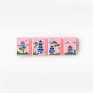 Pink Acrylic <b>Mahjong</b> Tiles Single Layer Note Pattern Game <b>Set</b> Customizable Four Player Home Use - Product Image 4