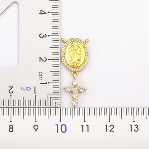 QIKU <span class=keywords><strong>catolicismo</strong></span> Nuestra Señora de Guadalupe Cruz colgante cobre circón oro Color mujeres collar joyería religiosa accesorios regalo - Product Image 6