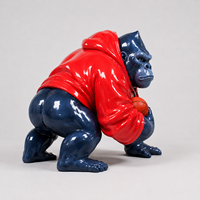 Sculpture de gorille de basket en résine personnalisée, grande statue d'animal de dessin animé, résistante à la corrosion, couleurs et logo personnalisables pour le commerce