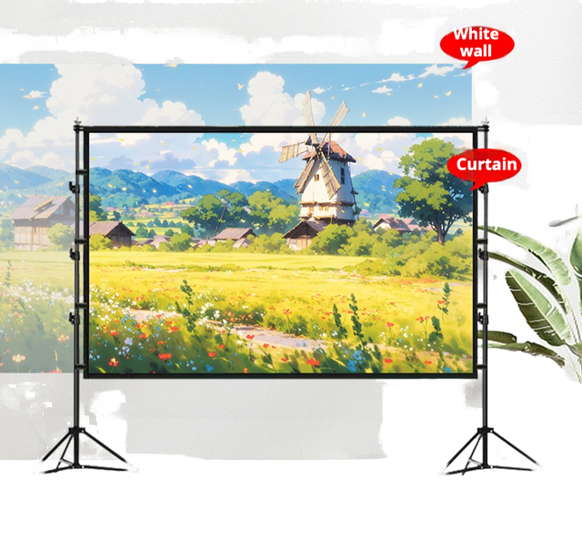 100-Inch 16:9 Polyester Fast-Folding Outdoor Projection Screen Matte White 4K Resolution Camping Garden Cinema Use 1-Year
