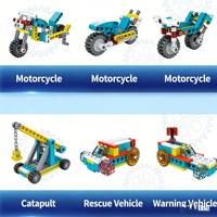 Bloques de Construcción de Plástico Educativos STEM al por Mayor, Juego de Juguetes de Robot de Codificación Mecánica con Engranajes Creativos DIY para Niños, Regalo