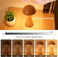 Petit champignon en bois lampe interrupteur tactile lampe de Table sans fil Rechargeable à piles veilleuse lampe de bureau réglable