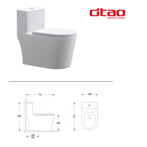 Inodoro Americano de Cerámica Personalizado UPC, Inodoro Alargado de Una Pieza con Descarga Sifónica - Product Image 2