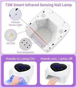 <b>Rechargeable</b> Nail Light 5 Timer Setting Touch Control & Auto Sensor for Gel Nails Compatible Nail Gel Polish 72W UV Cordless - Product Image 2