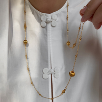 2025 Neue extra lange Messing galvani sierte 18 Karat Gold Metall Kugel Pullover Kette Stapel Halskette Schmuck Fabrik Großhandel
