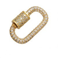 VK106 Fermoir mousqueton ovale plaqué or 18 carats avec zircon pour la fabrication de bracelets et colliers
