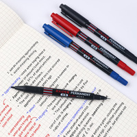 Stylo marqueur à double extrémité à base d'eau noir ultra-fin pointe de pinceau oblique en plastique 1mm encre permanente petite signature art