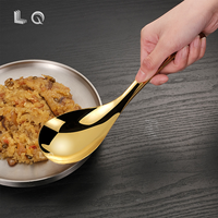 Ensemble de service de buffet de luxe 5 étoiles LQ en acier inoxydable avec louche à soupe sur pied, pince à aliments, bol en céramique et support pour cuillères de table