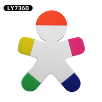 Ensemble de surligneurs à pointe oblique de taille normale, 6 couleurs, motif dessin animé, forme humaine mignonne en plastique, pour l'école, cadeaux promotionnels pour enfants