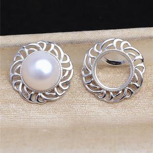 Boucles d'oreilles en argent S925 avec perle Mabei Accessories, 13,7 mm, support vide de luxe, design dynamique DIY, 5483 - Product Image 2
