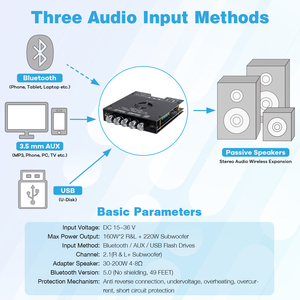 Tda7498e màu xanh răng khuếch đại Board 160W * 2 + 220W loa siêu trầm 2.1 kênh thu âm thanh khuếch đại công suất mô-đun treble điều khiển âm trầm - Product Image 4