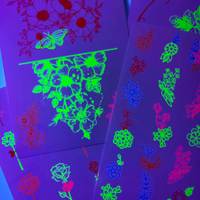 Pegatinas de tatuajes de rosas brillantes y vibrantes, resistentes al agua, para festivales de música en discotecas