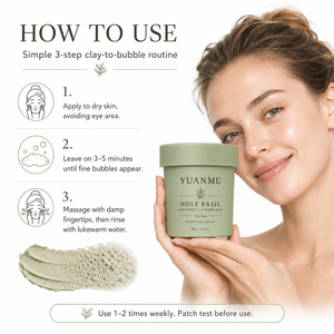Mascarilla Facial Purificante de Burbujas de Albahaca <span class=keywords><strong>Sagrada</strong></span>, Crema Limpiadora de Poros, Hidratante y Controladora de Grasa, Elimina Puntos Negros - Product Image 6