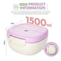 2026 Niedliche BPA-freie 1500ml Zweistöckige Edelstahl/Kunststoff Tragbare Leichtgewichtige Auslaufsichere Lunchbox mit Glatten Kanten