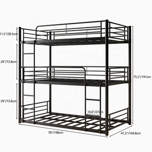 <span class=keywords><strong>Lit</strong></span> superposé triple moderne, taille double, structure métallique, modulaire, pour enfants, gain de place, mobilier de chambre, salon, école, appartement, usine - Product Image 6
