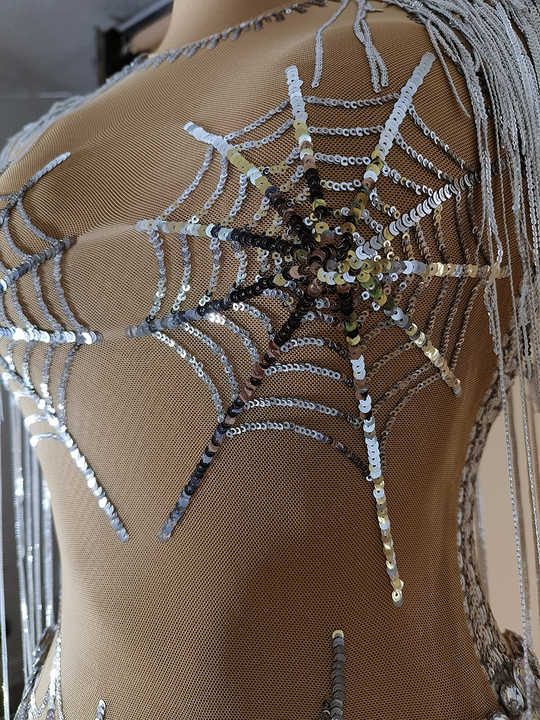 Sparkly Gold Silver Rhinestone Sequin Stretch Bodysuits 2025 New Women Birthday Party Nightclub Dancer Stage Performance Costume
