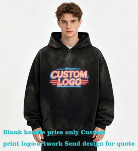 Sweat-shirts à capuche sans capuche en coton 100% <span class=keywords><strong>blanc</strong></span>, effet lavé, style vintage, avec poils de cheval brossés, disponibles en 6 couleurs, coupe oversize - Product Image 1