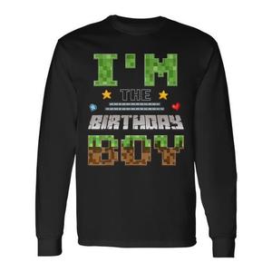 Camiseta de manga larga I'm The Birthday Boy Pixel Gaming para niños y adultos, ropa para fiestas de cumpleaños - Product Image 1