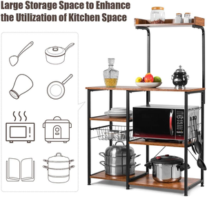 Armoires de cuisine classiques bon marché et meubles de cuisine étagères de rangement Table de bar à café supports <span class=keywords><strong>pour</strong></span> <span class=keywords><strong>micro</strong></span>-ondes avec prise de courant - Product Image 2