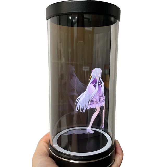 5.5 Inch Mini Hologram Display Box Cylindrical 3D Holographic Projection Ai Interaction Hologram Showcase for Jewelry Cosmetics